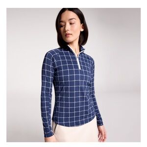 NWT Walter Hagen Women's
Performance 11 UV Suncover 3/4
Zip Blue Nautical Plaid